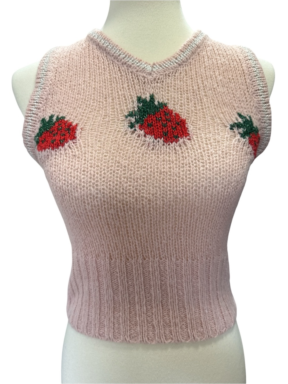 Kimchi Blue Pink Strawberry Knit Tank Top #360